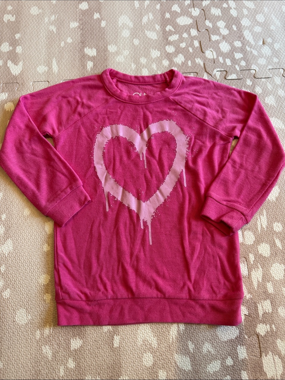 Chaser Girls Pink Drippy Heart Jersey Sweatshirt Top Size 5